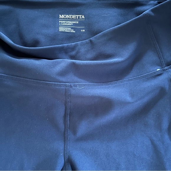 Mondetta Performance + Luxury Navy Leggings L | High Rise Stretch Athletic Pants - Picture 9 of 10